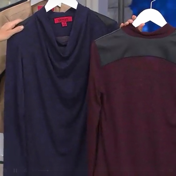 Lisa Rinna Cowl Neck Top with Faux Leather Details - Picture 5 of 8